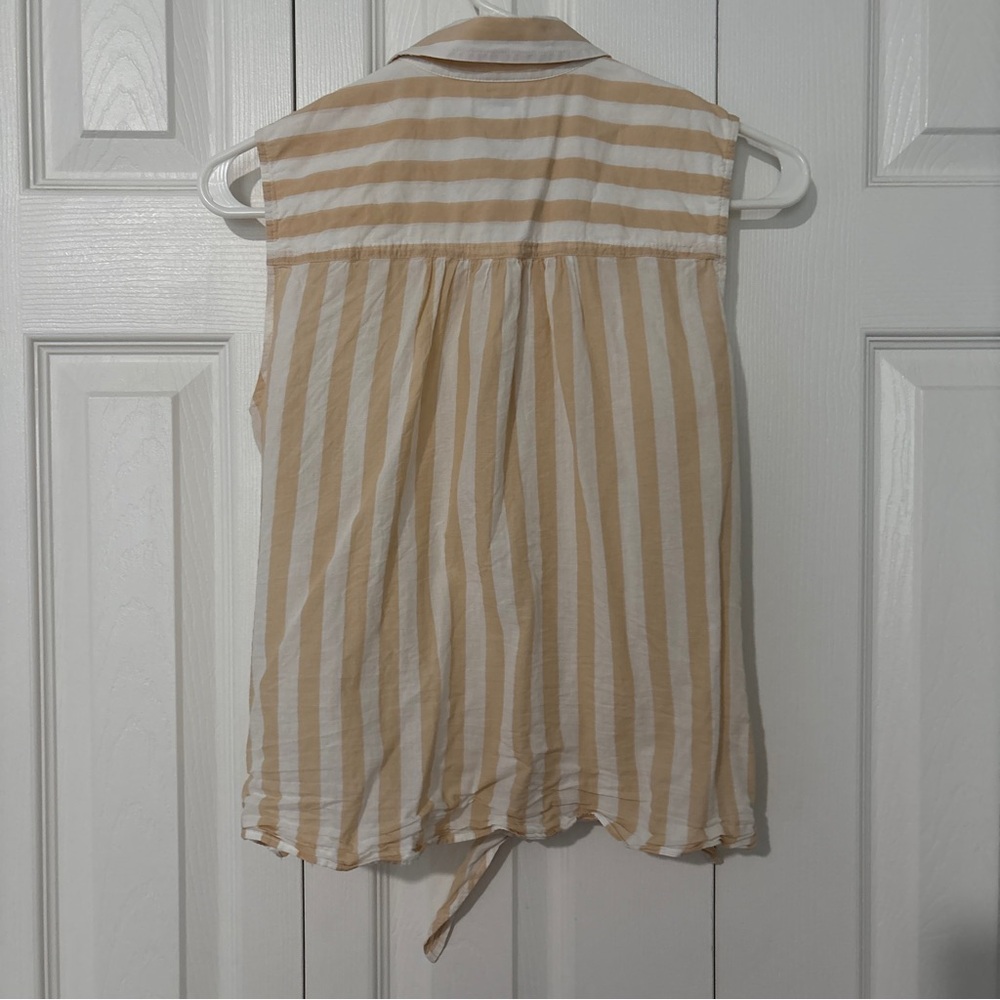 J. Crew Beige and White Striped Sleeveless Top - Picture 2 of 6